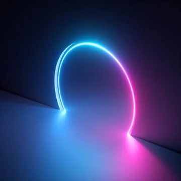 3d render, abstract geometric neon background, pink blue vivid light Stock Illustration