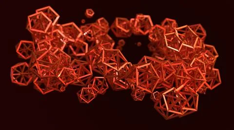 3D Render Abstract, geometric polygon particles with chaos pattern Stock Illustration