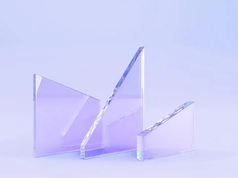 3d render abstract geometric purple background with glass triangle plates Stock Illustration