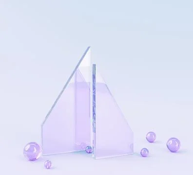 3d render abstract geometric purple background with glass triangle plates and 스톡 일러스트