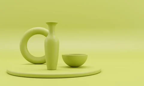 3d render abstract geometric shapes on color background Stock Illustration