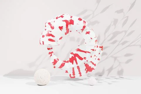 3d render, abstract geometric torus shape, cracked surface with hole. Split o Stock Illustration