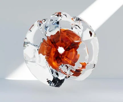 3d render, abstract geometric torus shape, cracked surface with hole. Split o Stock Illustration