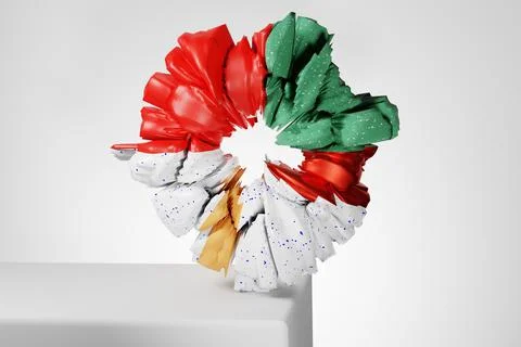 3d render, abstract geometric torus shape, cracked surface with hole. Split o Stock Illustration