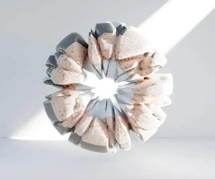 3d render, abstract geometric torus shape, cracked surface with hole. Split o Stock Illustration