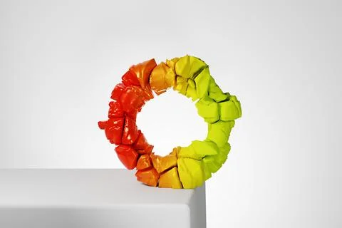 3d render, abstract geometric torus shape, cracked surface with hole. Split o Stock Illustration