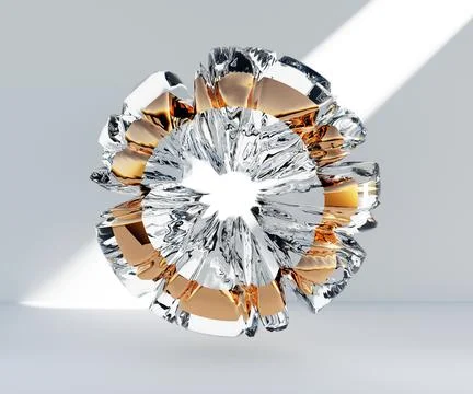 3d render, abstract geometric torus shape, cracked surface with hole. Split o Stock Illustration