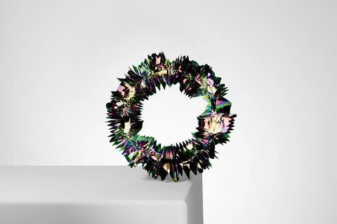 3d render, abstract geometric torus shape, cracked surface with hole. Split o Stock Illustration