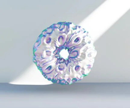 3d render, abstract geometric torus shape, cracked surface with hole. Split o Stock Illustration