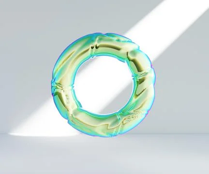 3d render, abstract geometric torus shape, cracked surface with hole. Split o Stock Illustration