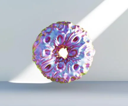 3d render, abstract geometric torus shape, cracked surface with hole. Split.. Stock Illustration