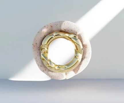 3d render, abstract geometric torus shape, cracked surface with hole. Split.. Stock Illustration