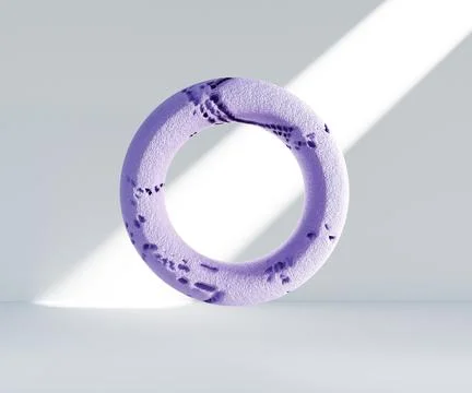 3d render, abstract geometric torus shape, cracked surface with hole. Split.. Stock Illustration