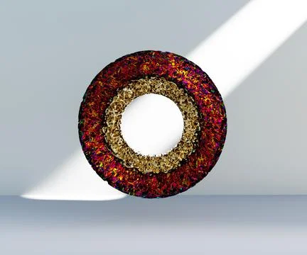 3d render, abstract geometric torus shape, cracked surface with hole. Split.. Stock Illustration