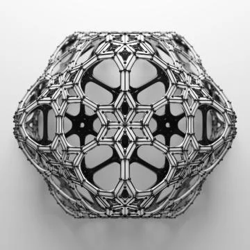 3d render abstract  geometrical shape. Complex structure. Simple geometry wit Stock Illustration