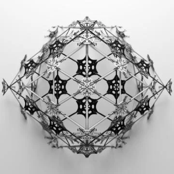 3d render abstract  geometrical shape. Complex structure. Simple geometry wit Stock Illustration