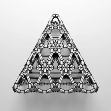 3d render abstract  geometrical shape. Complex structure. Simple geometry wit Stock Illustration