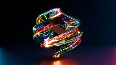 3d render, Abstract Glass shape with golw light on black background Stock Footage 295168962