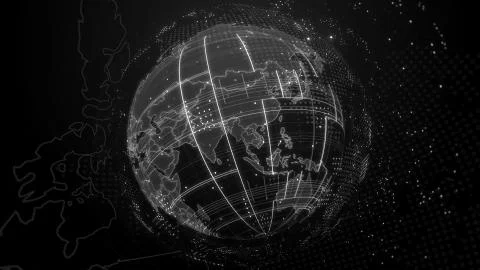 3d render abstract globe with detailed textures. Alot of particles. Countries Stock Illustration