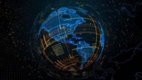 3d render abstract globe with detailed textures. Alot of particles. Countries Stock Illustration