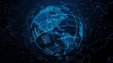 3d render abstract globe with detailed textures. Alot of particles. Countries Stock Illustration