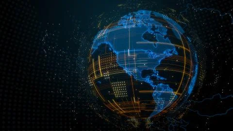 3d render abstract globe with detailed textures. Alot of particles. Countries Stock Illustration