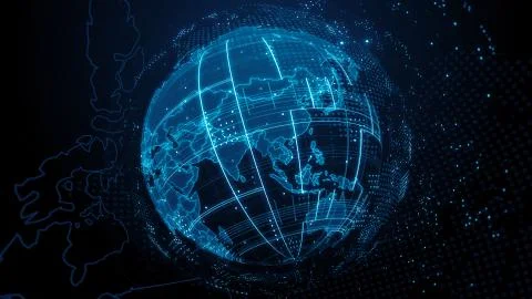 3d render abstract globe with detailed textures. Alot of particles. Countries Stock Illustration