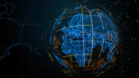 3d render abstract globe with detailed textures. Alot of particles. Countries Stock Illustration