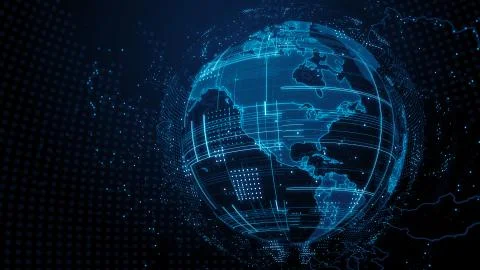 3d render abstract globe with detailed textures. Alot of particles. Countries Stock Illustration