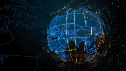 3d render abstract globe with detailed textures. Alot of particles. Countries Stock Illustration