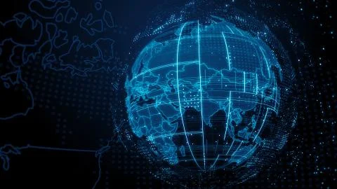 3d render abstract globe with detailed textures. Alot of particles. Countries Stock Illustration