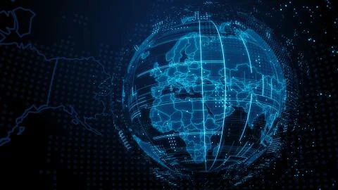 3d render abstract globe with detailed textures. Alot of particles. Countries Stock Illustration