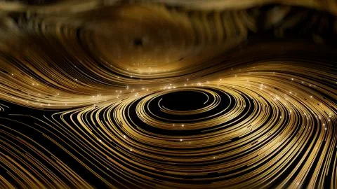 3d render Abstract gold round network background Illustrazione stock