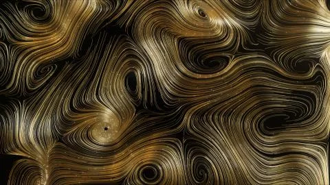 3d render Abstract gold round network background Illustrazione stock