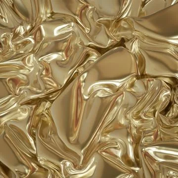 3d render, abstract gold textile background, shiny metallic fabric Stock Illustration