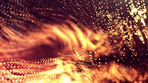 3d render of abstract golden red composition with depth of field and glowing 스톡 일러스트