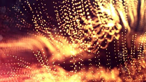 3d render of abstract golden red composition with depth of field and glowing Stockillustratie