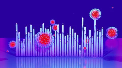 3d render. Abstract graph of descending columns or bars around which Stock Illustration
