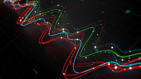 3d render abstract graph with grid and particles. Perfect for finance, statis Stock Illustration