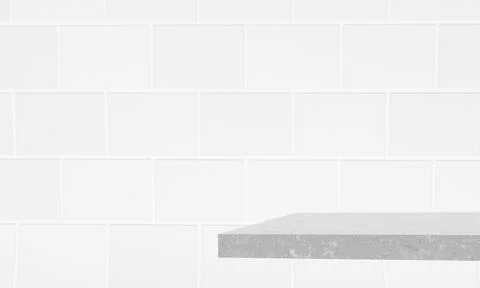 3d render. Abstract gray background. Mock-up of a tiled wall and a stone Stock Illustration