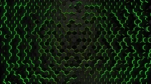 3d render Abstract hexagon with neon geometry background 스톡 일러스트