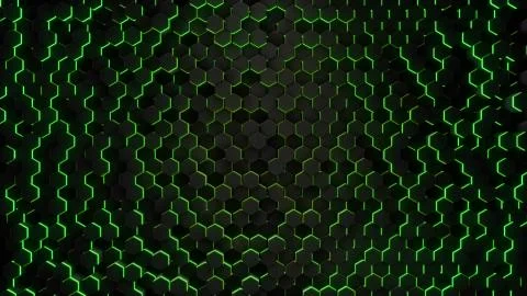 3d render Abstract hexagon with neon geometry background 스톡 일러스트