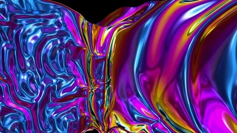 3d render, abstract holographic foil background, wavy surface, ripples Video stock 91045708