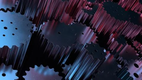 3d render abstract industrial background with cogwheel in abstract mechanism. Stock Illustration