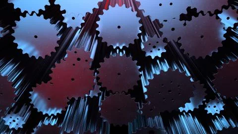 3d render abstract industrial background with cogwheel in abstract mechanism. Stock Illustration