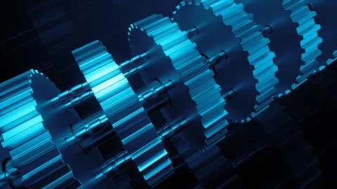 3d render abstract industrial engineering background with set of cogwheels. T Stock-Illustration