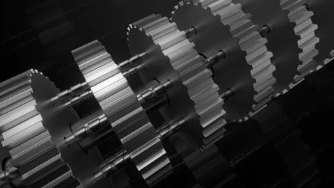 3d render abstract industrial engineering background with set of cogwheels. T Stock Illustration