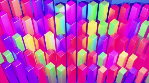 3d render. Abstract infographics from multi-colored columns in rows, beautiful Stock Illustration