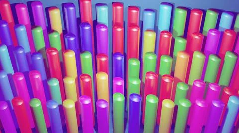 3d render. Abstract infographics from multi-colored columns in rows, beautiful Stock Illustration