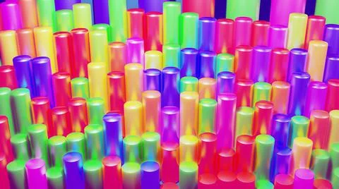 3d render. Abstract infographics from multi-colored columns in rows, beautiful Stock Illustration